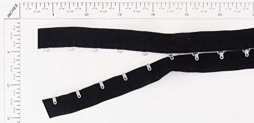 SEW TRENDS 2 Yards Pair Hook & Eye Trim- 0.75 SPACING- Silver Metal On Black Cotton Tape Ribbon Corset Sewing Quilting Renaissance Dance Bridal Costumes Drapery Home décor- #45-BK-75-2Y, 1 Spacing