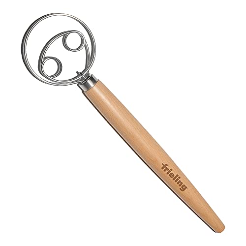 Frieling Wood and Stainless Batter Whisk for Mixing Dough, 13-Inch, Natural