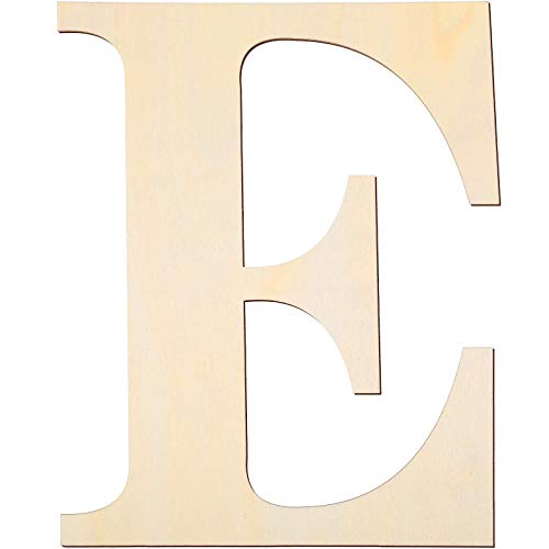 12 Inch Unfinished Wooden Letters Wood Letters Sign Decoration Wooden Decoration for Painting, Craft and Home Wall Decoration (Letter E)