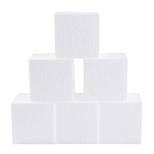 Silverlake Craft Foam Block - 6 Pack of 4x4x4 Foam Cubes, EPS Polystyrene Blocks for Crafting, Modeling, Art Projects and Floral Arrangements - Sculpting for DIY School & Home Art Projects (6 Pack)