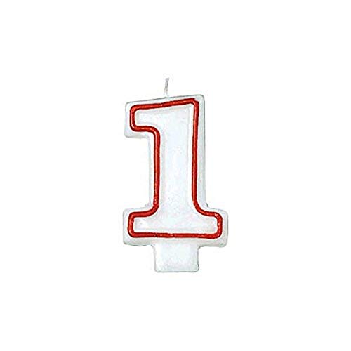 Bold Red & White Flat Molded #1 Candles - 3-Inch, 1 Piece - High-Quality & Eye-Catching Design - Perfect for Celebrations & Anniversaries