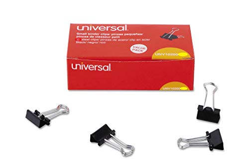 Universal Small Binder Clips Steel Wire 3/8" Capacity 3/4" Wide Black/Silver Dozen