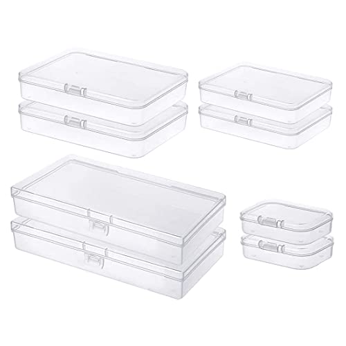 Gebildet 8 Pieces Mixed Sizes Rectangular Empty Mini Clear Plastic Organizer Storage Box Containers for Craft Projects