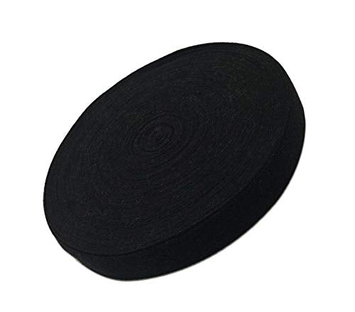 Abbaoww 50 Yards Cotton Twill Tape Ribbon 1 Inch, Soft Natural Webbing Tape Herringbone Tape for Sewing DIY Craft, Black