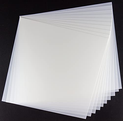 7.5mil Blank Mylar Sheets(10 Pack),12X12 inch Milky Translucent PET Blank Stencils Sheets,Template Material for Cutting Machine, Make Airbrush Stencils, Food-Safe Craft Plastic Sheets