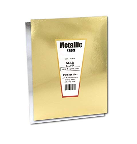 Hygloss Metallic Foil Paper 10 x 13 Inch, 10 Sheets, 10" x 13", Gold & Silver