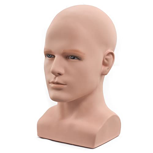 FL Male Mannequin Head Professional Soft Manikin Head for Display Wigs Hats Headphone Mask Sunglasses Jewelry and Scravat Display Stand