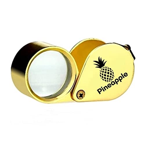 Pineapple 30X Jewelers Loupe Magnifier Foldable Pocket Magnifying Glass Jewelry Eye Loop for Jewelers, Gems, Diamonds, Plants, Coins (Gold)