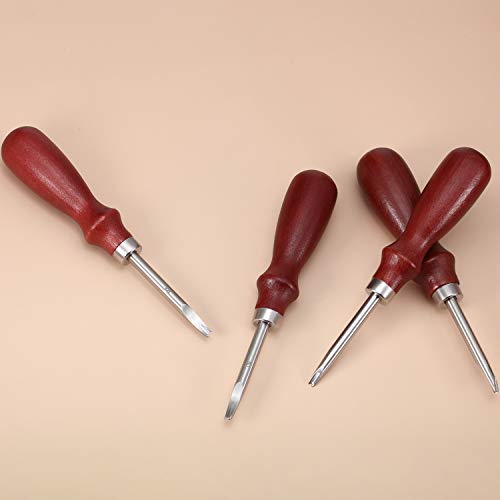 4 Pieces Edge Leather Beveler Craft Edge Beveler Cutting Beveling Leather Skiver Tool for DIY (1.5 mm, 1.2 mm, 1.0 mm, 0.8 mm)