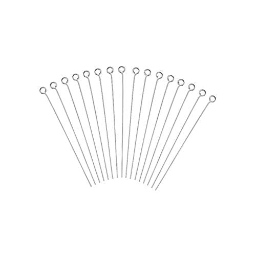 DanLingJewelry Approx 100 Pcs 304 Stainless Steel Head Pins 24-Gauge Eye pins for Jewelry Making (Approx 50mm Long,Pin:0.6mm,Hole:2mm)