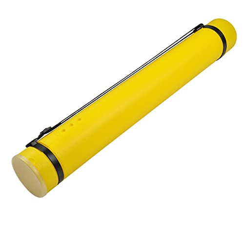 DEWEL Document Poster Tube with Clear ID Card Cap, Water and Light Resistant Telescoping Flexible Plastic Storage Tube for Blueprint, Print, Poster, Target, Artwork and Drawing (Yellow-Large Size)