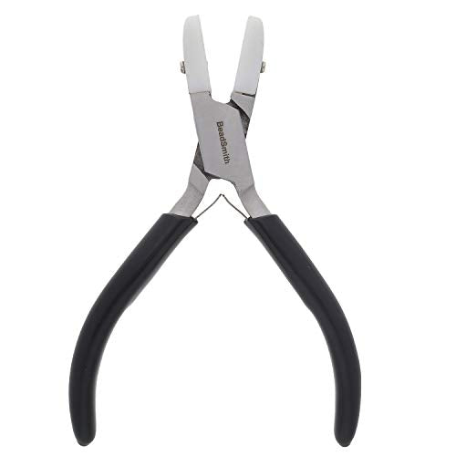 The Beadsmith Double Flat Nose Nylon Jaw Pliers – 5-Inches (127mm), Black Vinyl Comfort Grip Handle with Double Leaf Springs – Protects Wire When Bending and Looping