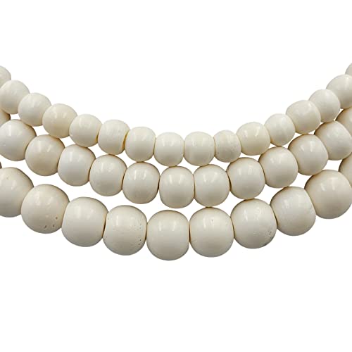 Buffalo Bone Round Roundelle Beads | White Bone Beads, Antique Bone Beads | 8mm 10mm 12mm | Loose Bone Beads (10mm, White)