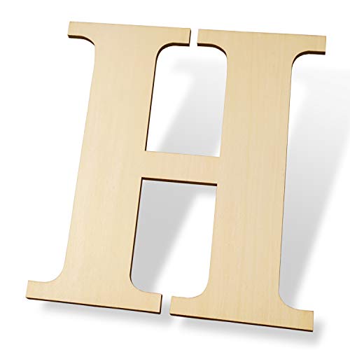 5ARTH 12 inch Wooden Letters H - Blank Wood Board, Wood Letters for Walls Decor, Party, DIY Craft Projects