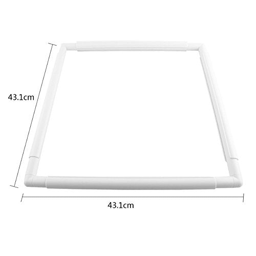Square Embroidery Hoop, Plastic Cross Stitch Frame White Cross Stitching Frame Sewing Hoop Handhold Craft Clip Frame Embroidery Snap Frame Hoop DIY Sewing Tools for Cross Stitching (17x17 inches)