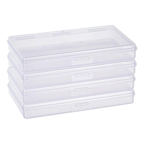 BENECREAT 8 Pack 6x3.5x0.8 Inch Rectangle Clear Plastic Storage Box with Double Hinged Lids for Photo, Pencil, Craft Tools, and Other Small Accessories