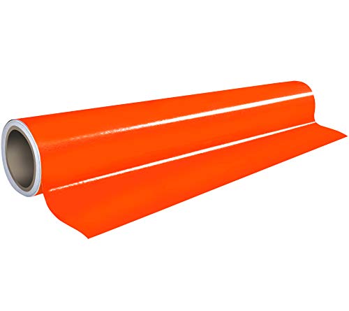 VViViD DECO65 Neon Fluorescent Orange Permanent Adhesive Craft 12 Inches x 4 Feet Vinyl Roll for Cricut, Silhouette & Cameo Including Free 12 Inches x 12 Inches Transfer Paper Sheet