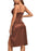 LYANER Women's Satin Drape Cowl Neck Sleeveless Strappy Cami Split Slit Cocktail Party Midi Dress Brown X-Large