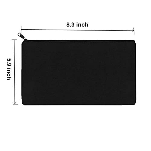 12 Packs Black Blank Canvas Makeup Cosmetic Bags Pouch with Zipper, 8.3×5.9 inch Pencil Pen Pouch Case for DIY Craft (Black)