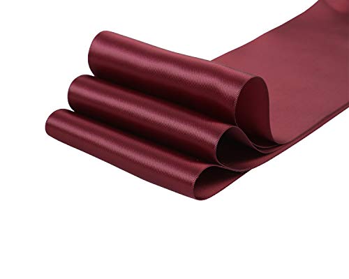 Ribbonitlux 4" Wide Double Face Satin Ribbon 5 Yards (277-Burgundy), Set for Grand Opening Ceremonies, Ribbon Cutting, Chair Sashes, Wedding and Craft