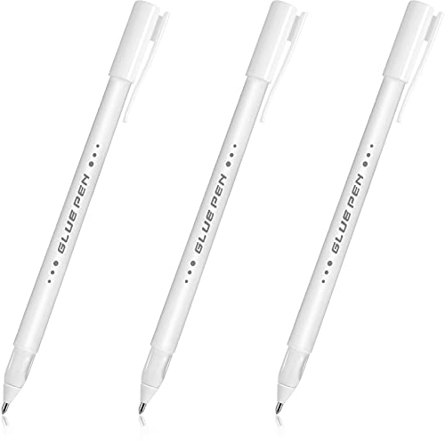 Nezyo Adhesive Glue Pens Crafting Fabric Pen Liquid Glue Pen Provides Point Application for Die-Cuts Glitter Card Making Quilting Crafts Supplies (3 Pieces)