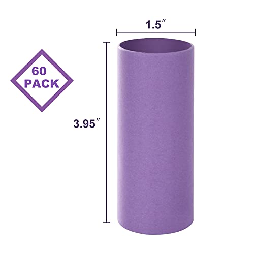 60 PCS 1.6 x 4 Inches Craft Rolls Tubes, Cardboard Tubes (6 Colors), Craft Paper Roll Tubes for Creative DIY Projects and Kids DIY Classroom (Pink, Yellow, Blue, Green, Purple, Black)