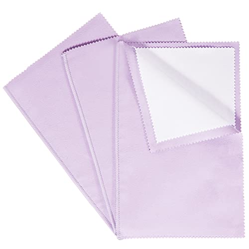 CATIFLIN 3pcs Multi-Layer Jewelry Cleaning Cloth, Large Polishing Cloth, 100% Cotton Jewelry Cleaning Cloth for Gold, Silver and Platinum Jewelry (Purple, 10"X12")