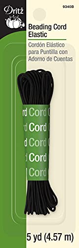 Dritz 9340B Beading Cord Elastic, Black, 1/16-Inch by 5-Yard