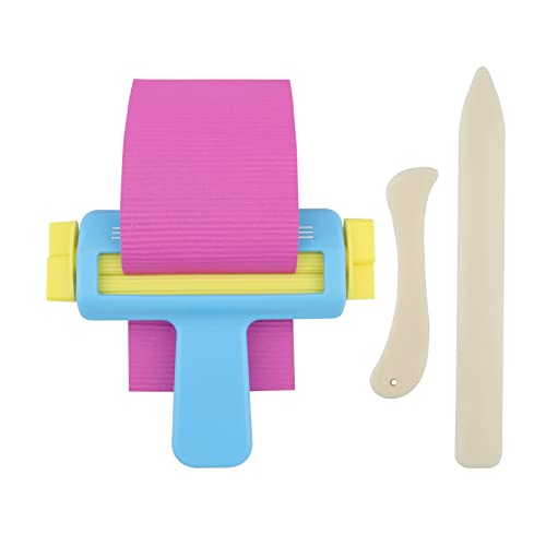 Paper Crimper for Crafts, Wave Paper Crimper with Bone Folder Tool for Card Stock, DIY Arts and Scrapbooking(3 Pack)