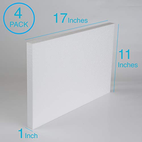 Silverlake Craft Foam Block - 4 Pack of 11x17x1 EPS Polystyrene Sheets for Crafting, Modeling, Art Projects and Floral Arrangements - Sculpting Sheets for DIY School & Home Art Projects (5)