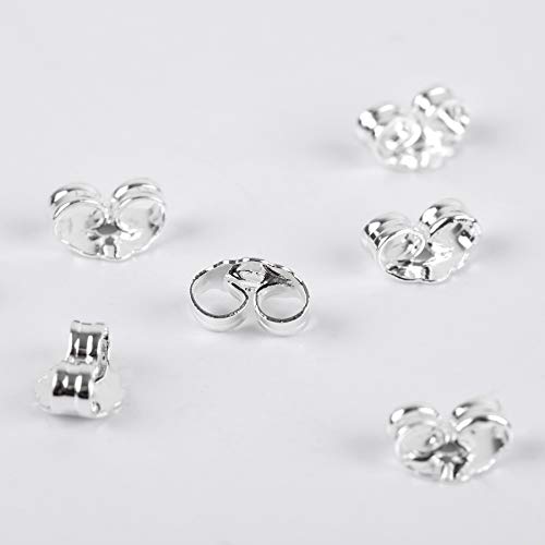 SANNIX 30pcs/15 Pairs 925 Sterling Silver Earring Backs Replacement Secure Ear Lockings