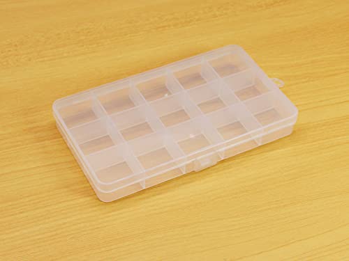 JESEP YONG 8 packs Plastic Organizer Box 15 Grids Clear Storage Container Jewelry Case with Fixed Dividers for Beads Art DIY Crafts Jewelry Fishing Tackles (8pcs 15 Grids Box)