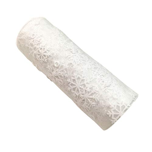 Artibetter Christmas Snowflake Tulle Roll Glittering Organza Gauze Ribbon 15cm 10Yards (White)