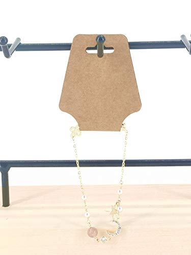 HUAPRINT Necklace Card holder(Brown, 500 Pack)-Kraft Paper Bracelet Display card-Jewelry hanging tags-Jewelry Display Card for Anklet,Hairband,Hair Ties,Choker,Key Ring