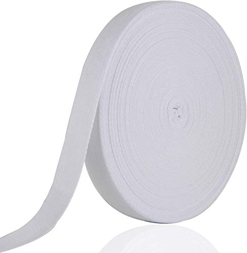 Ancoo 55 Yards Natural Cotton Twill Tape 1/2 Inch Herringbone Webbing Tape Roll for Apron Sewing Dressmaking Crafts for Ties for Scrub Caps(White, 1/2inch)