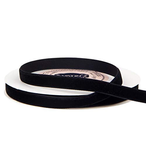 VATIN 3/8" Wide Crushed Velvet Ribbons by Yards Spool , Black ,Perfect use for Choker.