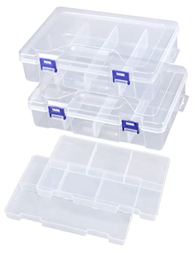 Tackle Box Fishing Tackle Boxes Organizer 2 Pack Plastic Compartment Organizer Box Clear Storage Containers with Dividers