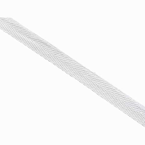 QIANF Twill Tape Ribbon 100% Cotton White 1/2 Inch Wide 50 Yard Roll Herringbone Tape(1/2 Inch-50Yard, White)