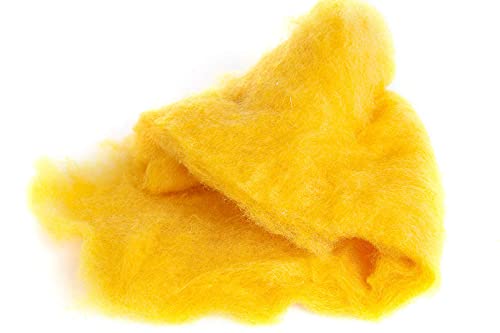 Maori Wool - A Special Blend of New Zealand Wools by DHG for Needle Felting and Wet Felting, 3.5 OZ / 100 gr, Carded Wool Batt, 100% Pure Wool, Color Mango Yellow