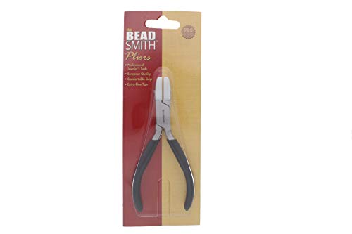 The Beadsmith Double Flat Nose Nylon Jaw Pliers – 5-Inches (127mm), Black Vinyl Comfort Grip Handle with Double Leaf Springs – Protects Wire When Bending and Looping