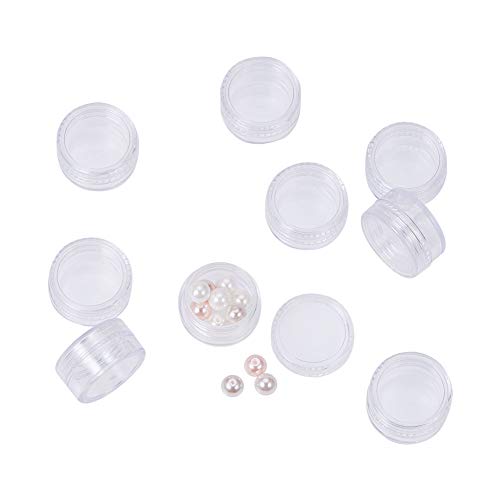 PH PandaHall About 40 Pcs 5 Gram Round Clear Empty Plastic Cosmetic Samples Container Pot Jars with Screw Lids for Make Up, Eye Shadow, Nails, Powder, Gems, Beads, Jewelry, Small Items