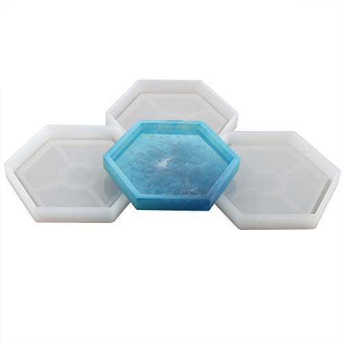 3 Pack DIY Hexagon Mold, Hexagon Coaster Silicone Mold, Molds for Casting with Resin, Cement