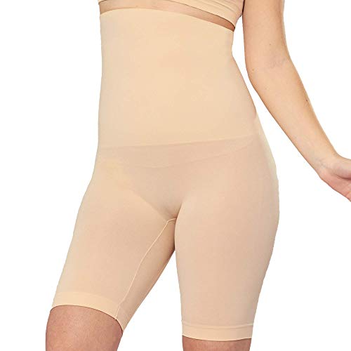SHAPERMINT High Waisted Body Shaper Shorts - Shapewear for Women Tummy Control Small to Plus-Size Nude Large/Medium