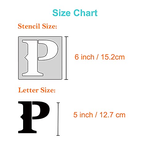 6 Inch Letter Stencils for Painting On Wood , 36pcs Alphabet Stencils Retro Letter Number Templates,Reusable& Flexible for Drawing On Wall,Sign,Canvas, Paper, Fabric, Floor