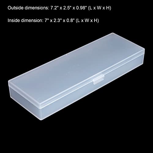 Qeuly 4 Pack 7.2" x 2.5" x 0.98" Small Rectangle Plastic Case Mini Storage Containers with Hinged Lids Translucent Matte Plastic Organizer Box for Small Items Craft Supplies (Translucent)
