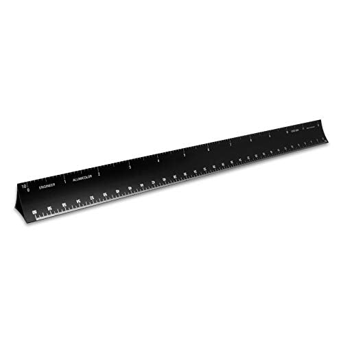 Alumicolor 12-inch Aluminum Engineer Hollow Scale for School, Office, Art and Drafting, 12IN, Black