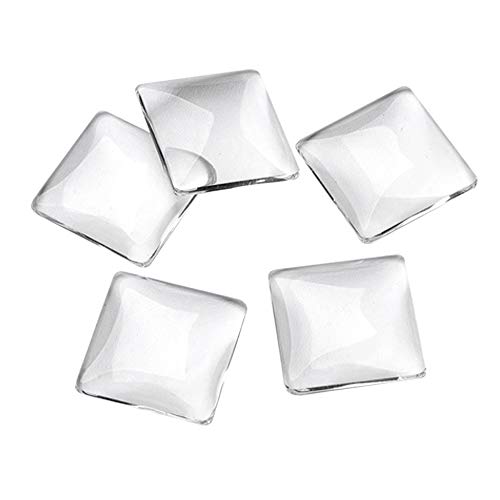 SHUNAE 50pcs 10mm Square Transparent Clear Glass cabochons for Earring and Earring Stud for DIY-Jewelry-findings