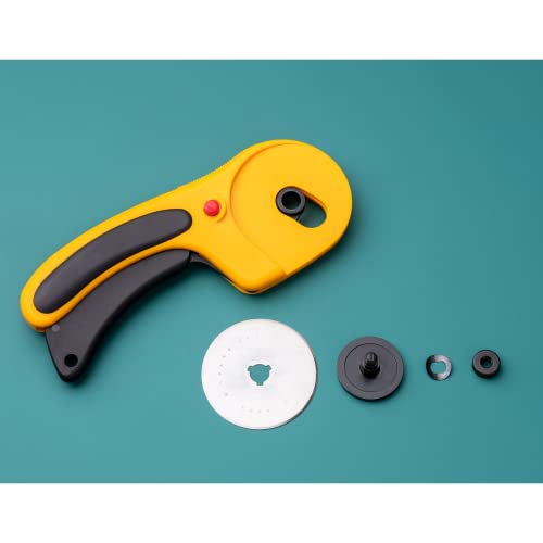 OLFA 60mm Ergonomic Rotary Cutter (RTY-3/DX) - Rotary Fabric Cutter w/ Blade Cover & Squeeze Trigger for Quilting, Sewing, Crafts, Replacement Blade: OLFA RB60-1