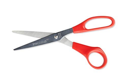 Hygloss-Armada Precision Straight Trimmer Comfortable Handles, Stainless Steel Blades, Vinyl Bag for Storage - Scissors for Crafts, Classroom, Home and Office, 8.25 Inches, Red - 1 Pair