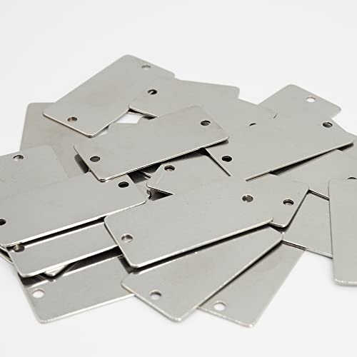 StayMax Stamping Blanks Stainless Steel Rectangle Blank Tags with Two Holes 1 Inch x 2 Inch 25 Pack